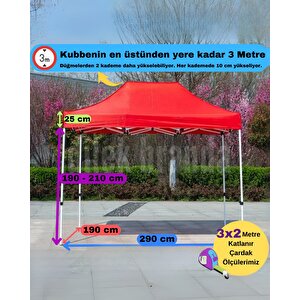 3x2 Açık Yeşil Katlanabilir Makaslı Çardak Tente