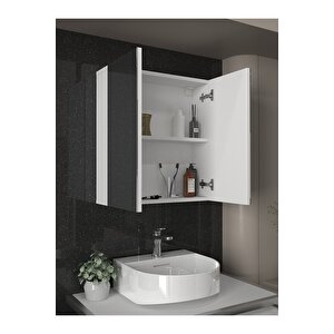 Binary Banyo Üst Dolabı Aynalı Dolap Çok Amaçlı Dolap Beyaz