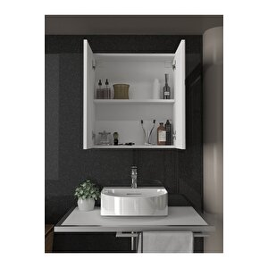 Binary Banyo Üst Dolabı Aynalı Dolap Çok Amaçlı Dolap Beyaz
