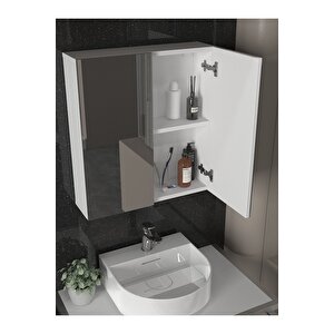 Binary Banyo Üst Dolabı Aynalı Dolap Çok Amaçlı Dolap Beyaz