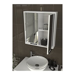 Aronda Fonksiyonel Aynalı Banyo Üst Dolabı İki Raflı Çok Amaçlı Dolap Beyaz