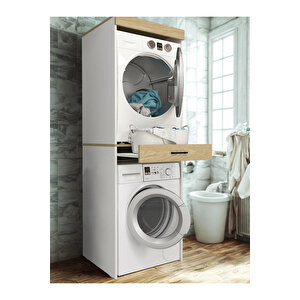 Fika Çamaşır Ve Kurutma Makinesi Dolabı Çok Amaçlı Dolap Banyo Dolabı Beyaz-rota