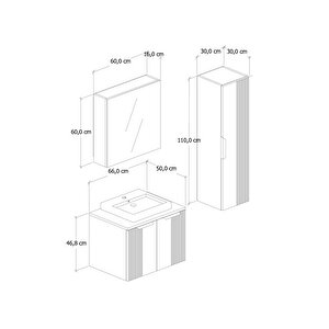 %100 Mdf -  65 Cm Chester Banyo Dolabı + 30 Cm Boy Dolabı