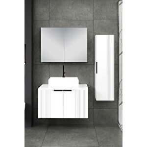 %100 Mdf - 80 Cm Chester Banyo Dolabı + 30 Cm Boy Dolabı