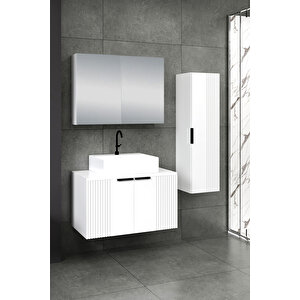 %100 Mdf - 80 Cm Chester Banyo Dolabı + 30 Cm Boy Dolabı