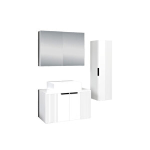 %100 Mdf - 80 Cm Chester Banyo Dolabı + 30 Cm Boy Dolabı