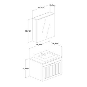 %100 Mdf - 65 Cm Aren Banyo Dolabı