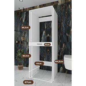 %100 Mdf Kurutmalı Çamaşir Makinesi Dolabi Beyaz