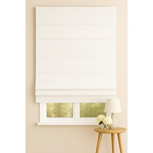 Katlamalı Fon Perde – Beyaz Kalın Dokulu Mekanizmalı Perde 80x260 cm