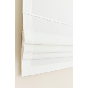 Katlamalı Fon Perde – Beyaz Kalın Dokulu Mekanizmalı Perde 80x260 cm