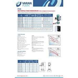 Varan Pvm2-9x1 Hid Noril Fanlı Tek Pompalı Hidrofor 2 Hp / 1.5 Kw, Trifaze 380 V, 108 Mss, 7 M3/h