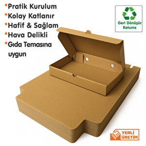25x16x4 Cm Karton Kraft Kutu | 25 ADET | Kargo Gıda Kutusu | Pide Tost Lahmacun Kahve