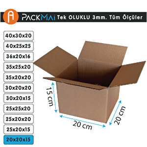 20x20x15 Cm Koli - Kutu | 10 Adet | 3 Mm Hafif Eşya Kutusu Tek Oluklu