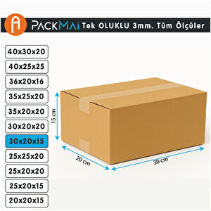 30x20x15 Cm Koli-kutu | 10 Adet | Hafif Eşya Kolisi Tek Oluklu 3mm Karton Kutu