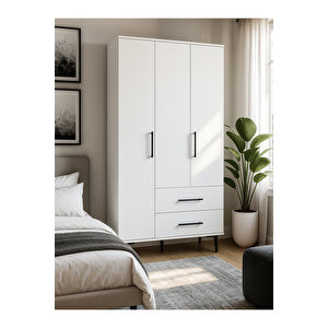 Nuna Gardırop 3 Kapaklı 2 Çekmeceli – 180x90 Cm Genç Ve Yatak Odası Dolabı