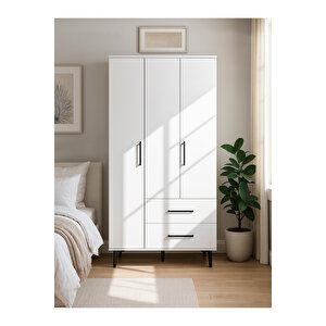 Nuna Gardırop 3 Kapaklı 2 Çekmeceli – 180x90 Cm Genç Ve Yatak Odası Dolabı