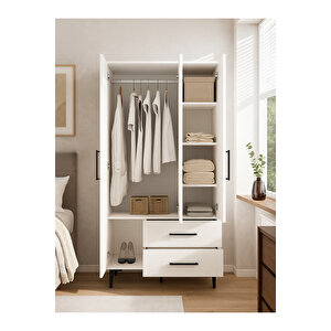 Nuna Gardırop 3 Kapaklı 2 Çekmeceli – 180x90 Cm Genç Ve Yatak Odası Dolabı