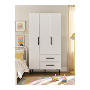 Nuna Gardırop 3 Kapaklı 2 Çekmeceli – 180x90 Cm Genç Ve Yatak Odası Dolabı