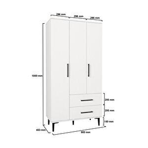 Nuna Gardırop 3 Kapaklı 2 Çekmeceli – 180x90 Cm Genç Ve Yatak Odası Dolabı