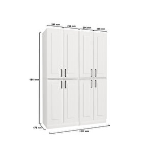 Arden 4 Kapaklı Gardırop - 182 Cm Y, 122 Cm G - Genç Odası Ve Yatak Odası Gardırop