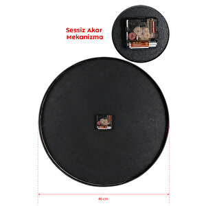 Muyika Pino Amore Siyah Metal Kasa Gerçek Cam 47 Cm Sessiz Mekanizma Dekoratif Duvar Saati Mds-47