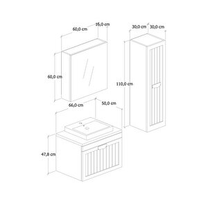 %100 Mdf - 65 Cm Aren Banyo Dolabı + 30 Cm Aren Boy Dolabı