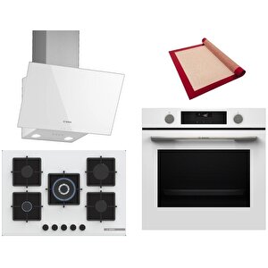 Beyaz 3 Lü Ankastre Set 391 ( Hua736ev0t - Pnq7b2p30o - Dwk63pj20t  ) 75cm Wok Bek Ocak - Buhar Destekli - Pişirme Matı Ile