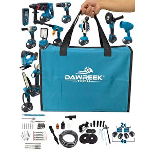 Dawreektech 12'li Şarjlı Set Jet Üfleme-matkap-taşlama-budama Makas-testere-yıkama-dekupaj