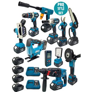 Dawreektech 11'li Şarjlı Pro Set Kırıcı-taşlama-matkap-budama Makas Testeresi -yıkama-dekupaj 
