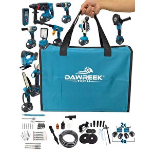 Dawreektech 11'li Şarjlı Pro Set Kırıcı-taşlama-matkap-budama Makas Testeresi -yıkama-dekupaj 