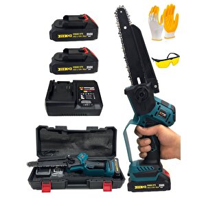 Kömürsüz  24cm Pala Otomatik Yağlama Dijital Şarjlı Dal Budama Kesme Makinesi Testeresi