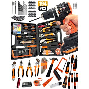 Full Set 190 Parça Pense Tornavida Fortpense  Çekiç Testere Matkap Vidalama Seti