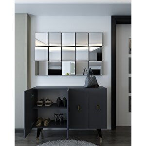 8168km-32 Dh Konsol,kahve Köşesi̇,ayakkabilik,ofi̇s Evrak Dolabi,mutfak Ki̇ler Dolabi,tv Üni̇tesi̇-ANTRASİT-ALTIN