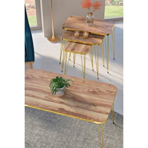 Zigon Sehpa Kr Ve Orta Sehpa Kr Set Gold Ceviz Tel 1108 Ceviz