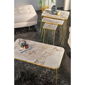 Zigon Sehpa Kr Ve Orta Sehpa Kr Set Gold Efes Tel 1106 Beyaz Mermer