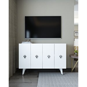 8163km-32dh Konsol,kahve Köşesi̇,ayakkabilik,ofi̇s Evrak Dolabi,mutfak Ki̇ler Dolabi,tv Üni̇tesi̇-BEYAZ-GÜMÜŞ