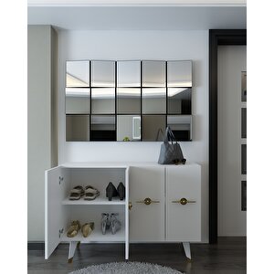 8169km-32dd Konsol,kahve Köşesi̇,ayakkabilik,ofi̇s Evrak Dolabi,mutfak Ki̇ler Dolabi,tv Üni̇tesi̇-BEYAZ ALTIN