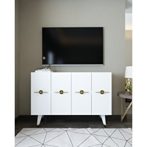 8169km-32dd Konsol,kahve Köşesi̇,ayakkabilik,ofi̇s Evrak Dolabi,mutfak Ki̇ler Dolabi,tv Üni̇tesi̇-BEYAZ ALTIN