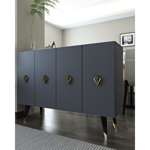 8163km-32dh Konsol,kahve Köşesi̇,ayakkabilik,ofi̇s Evrak Dolabi,mutfak Ki̇ler Dolabi,tv Üni̇tesi̇-ANTRASİT-ALTIN Antrasit