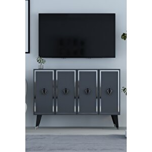 8175km-32dd Konsol,kahve Köşesi̇,ayakkabilik,ofi̇s Evrak Dolabi,mutfak Ki̇ler Dolabi,tv Üni̇tesi̇-ANTRASİT-GÜMÜŞ