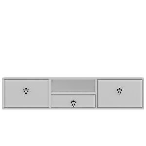 1303dropct-1  Duvara Montaj Tv Sehpasi BEYAZ-SİYAH KULP Beyaz-Siyah