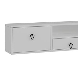 1303dropct-1  Duvara Montaj Tv Sehpasi BEYAZ-SİYAH KULP