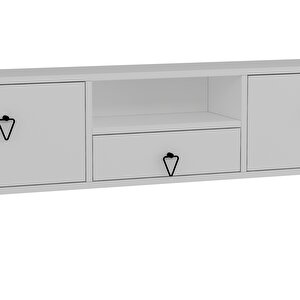 1303dropct-1  Duvara Montaj Tv Sehpasi BEYAZ-SİYAH KULP
