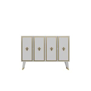 8177km-32dd Konsol,kahve Köşesi̇,ayakkabilik,ofi̇s Evrak Dolabi,mutfak Ki̇ler Dolabi,tv Üni̇tesi̇-BEYAZ-ALTIN