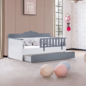 Yavrulu Karyola, Flower Yavrulu Montessori Karyola - Gri + 1 Adet Comfort Yatak