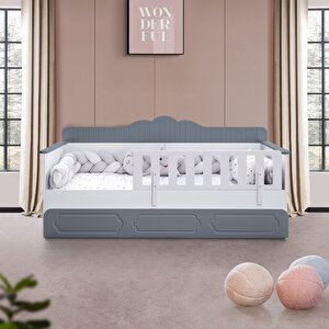 Yavrulu Karyola, Flower Yavrulu Montessori Karyola - Gri + 1 Adet Comfort Yatak