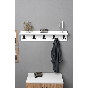 Askılık Duvar Elbise Askılığı Portmanto 80 Cm Beyaz Düz Beyaz