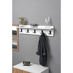 Askılık Duvar Elbise Askılığı Portmanto 80 Cm Beyaz Düz Beyaz