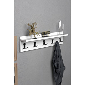 Askılık Duvar Elbise Askılığı Portmanto 80 Cm Beyaz Düz Beyaz
