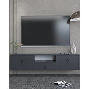 1303dropct-1  Duvara Montaj Tv Sehpasi ANTRASİT-SİYAH KULP Antrasit - Siyah